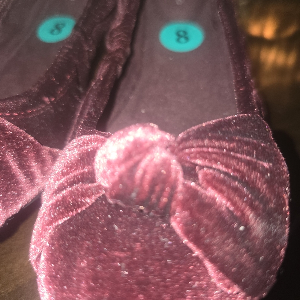 ALEXIKA VELVET BALLET FLATS WITH BOW BURGUNDY BY BALDOLINO never-worn - Picture 5 of 5